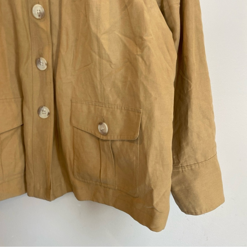 Nygard Collection Silk Linen Top Tan Womens Plus Size 24 Pockets Button - Picture 3 of 7